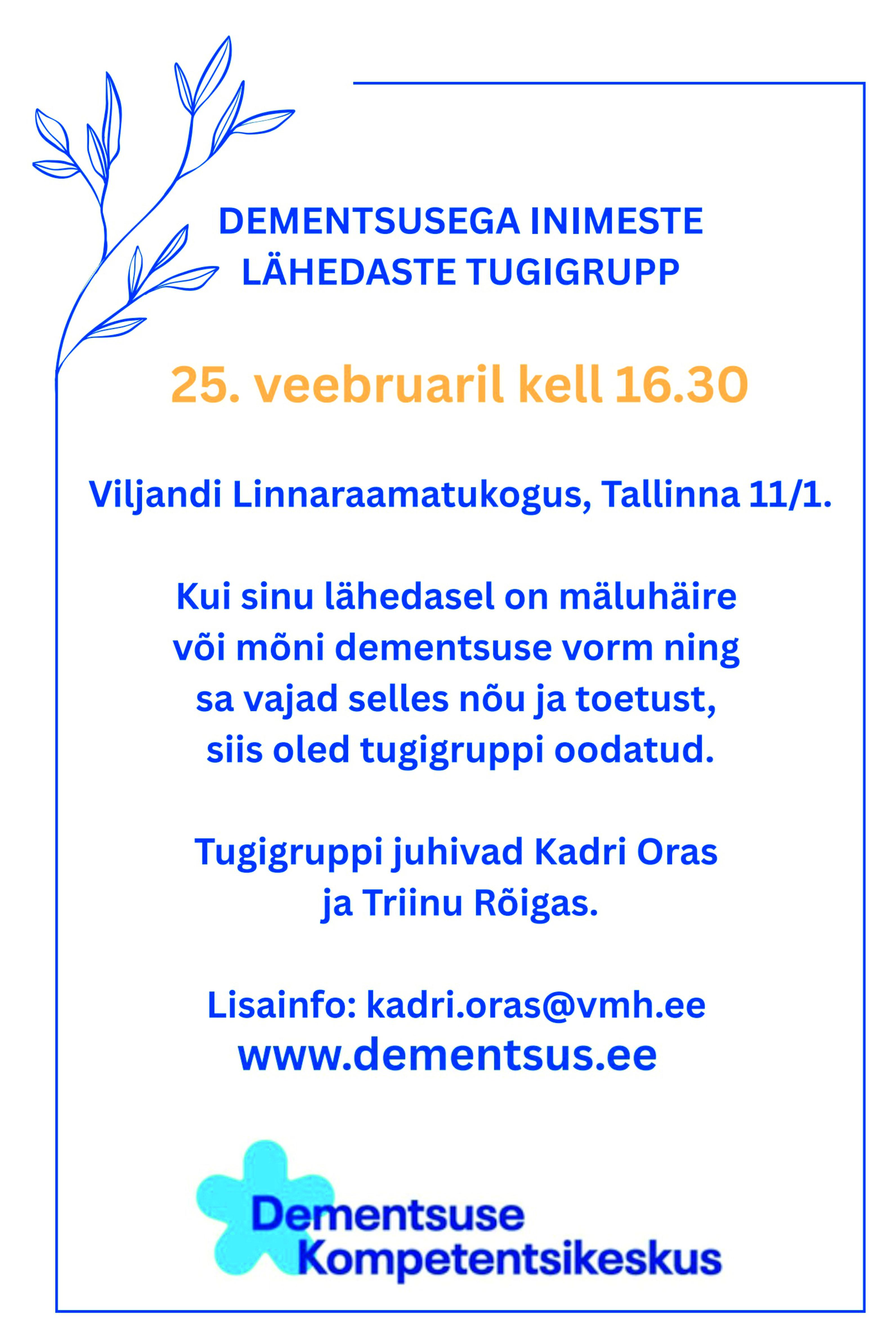 Dementsusega inimeste lähedaste tugigrupp Viljandis