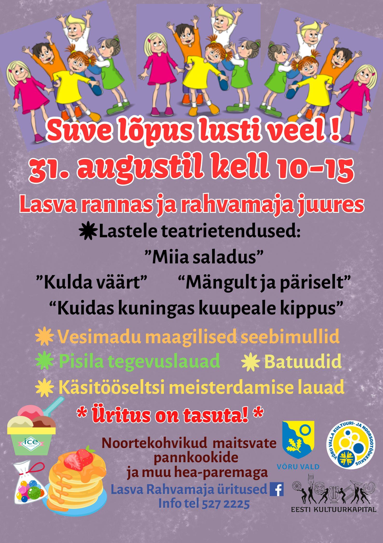 Lastepäev "Suve lõpus lusti veel!" Lasva järve rannas ja rahvamajas pilt