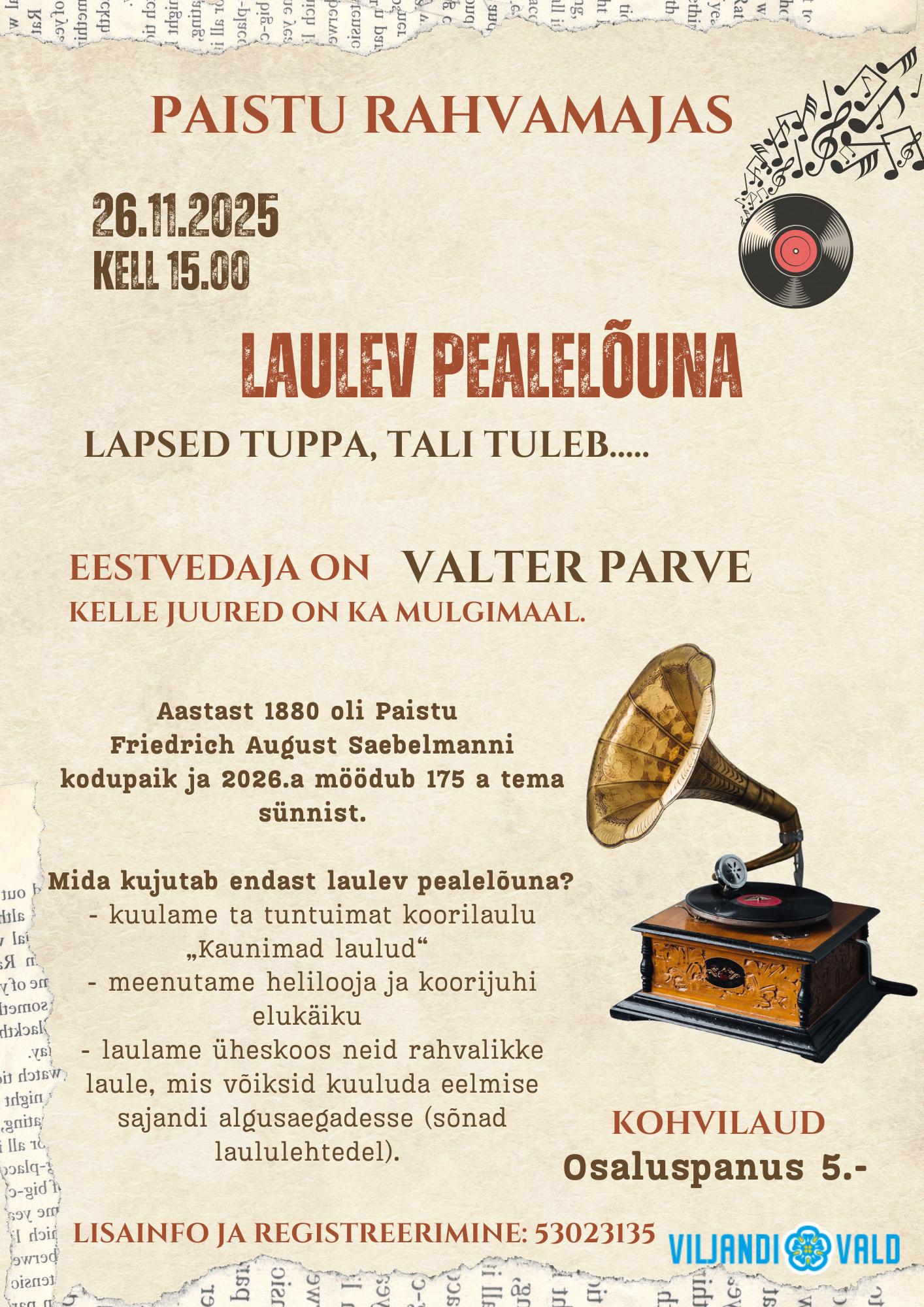 Laulev pealelõuna koos Valter Parvega