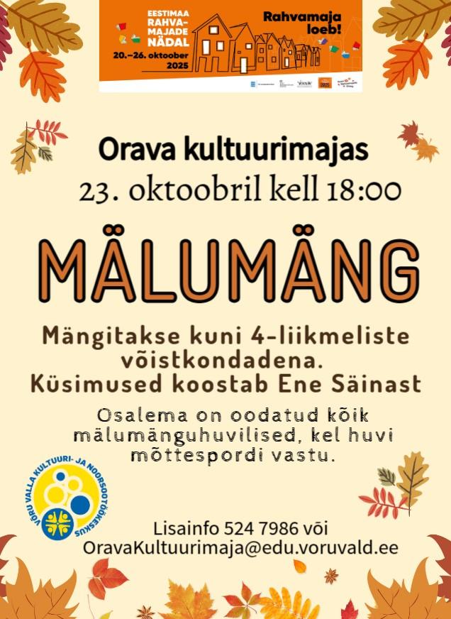 Mälumäng Orava kultuurimajas pilt