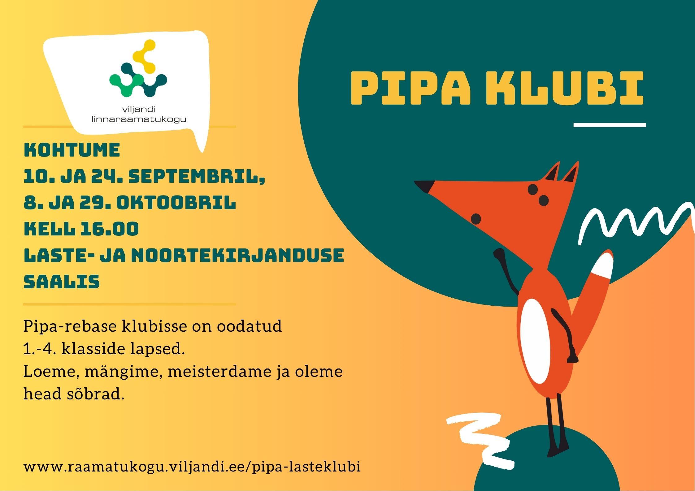 Pipa lasteklubi Viljandi Linnaraamatukogus