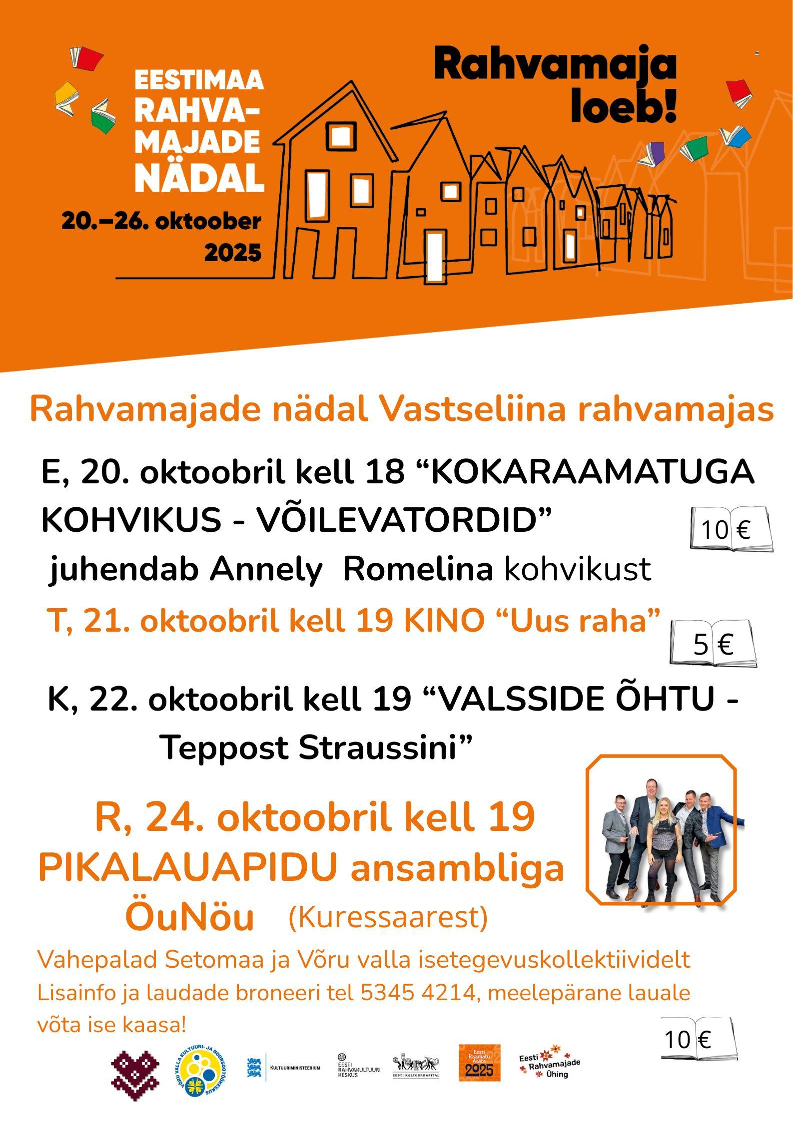 Rahvamajade nädal "Rahvamaja loeb" Vastseliina rahvamajas 20.-24. oktoober 2025 pilt