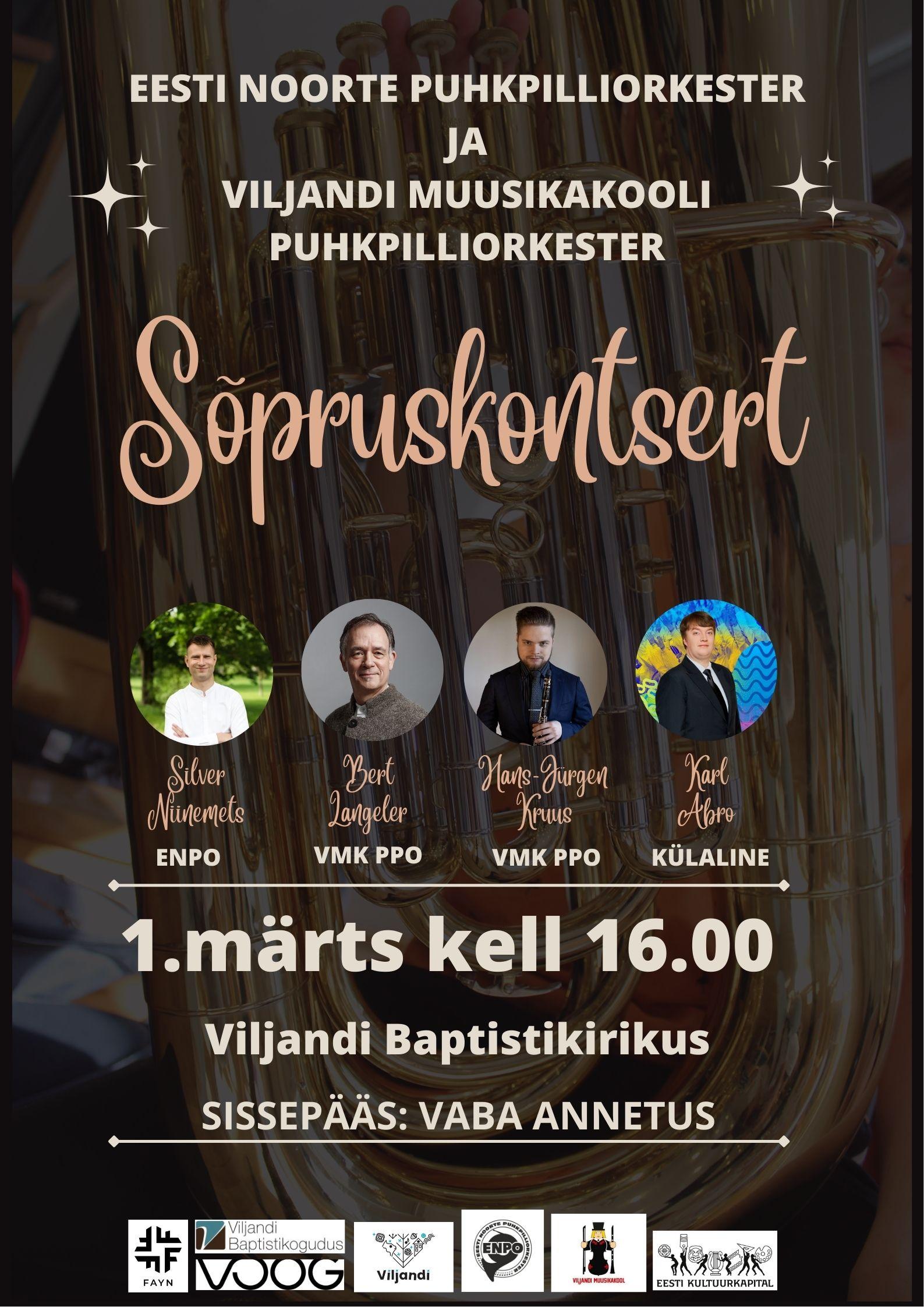 Sõpruskontsert – Eesti Noorte Puhkpilliorkester & Viljandi Muusikakooli Puhkpilliorkester
